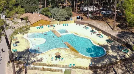 Vue aérienne du camping de Mimizan Lac